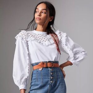 Othilia Caty Ruffled Eyelet Blouse